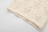 2023 New Round Collar Ball Ornaments Hollow Short Sleeve Sweater Women's 9014-Outfit