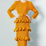 Fongt Folded Dress Woman 2025 New Design Feel Fat Mm Fashion Temperament Reduction Cake Skirt