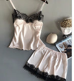 Fongt Pajamas For Women In Summer Sexy Ice Silk Two Sets Of Silk Home Clothes To Pack Large-Size Thin