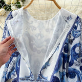 Fongt Autumn Dress New 2025 Small Design Style Holiday Style Retro Print Sleeve Chiffon Long Dress