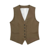 Fall 2024 New Women's Casual Linen Blend Vest Vest Shorts Set W085 8291-Outfit