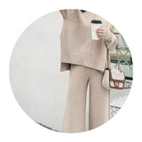 Fongt Knitted Broad Leg Trousers Set Two Sets Of Women's Autumn And Winter 2025 New Cashmere Sweater Broad Leg Pants Trousers Qi Set