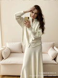 Fongt Loose Knitted Suit Women 2025 Autumn And Winter New Zipper Sweater + Fishtail Skirt