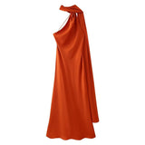 Fongt Explosive Women's Temperament Lightly Exposed Back Ribbon Hanging Neck Dress
