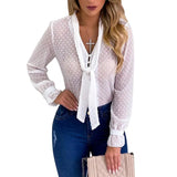 New Polka Dot Chiffon Blouse Women Clothes V-neck Long Sleeve Shirts Womens Tops And Blouses Ladies Plus Size