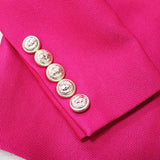 STREET Newest 2023 Designer Jacket Women's Slim Fitting Double Breasted Lion Buttons Pique