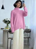 Fongt Multi-Color High-Necked Solid-Color Sweater Women Loose Collar Collar Collar Women's Clothing 66