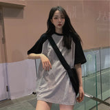 Fongt Short-Sleeved T-Shirt Women Loose Korean Version 2024 New Summer Solid Color Students Versatile Fashion Student Jacket