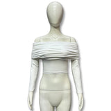 Fongt Sexy Fashion Collar T-Shirt Folded Umbilical T-Shirt