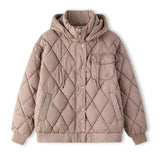 The 2024 Korean Version Of Loose Student Hooded Down Cotton Jacket-Outfit