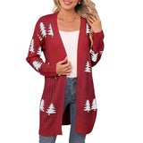 Fongt And Winter New Sweater Women's Knitted Loose Christmas Cedar Embroidered Cardigan Jacket