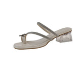 Fongt And Summer 2025 New Toe Women's Coarse And Cool Slippers Water Drill Bows And Skirts Can Wear Beach Drag