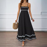 Fongt Summer Solid Color Lace Splicing Elegant Slings Bras Oversized Dress Dress Woman