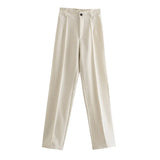 New Summer Style Straight Tube High Waist Shows Thin Solid Color Casual Pants 2761048-Outfit