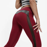 Mesh Breathable Stitching Cropped High Waist Slim