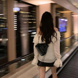 Neck Shirts Women Streetwear Ruffles Flare Long Sleeve Slim Blouses Office Lady Korean Elegant Off Shoulder Casual Tops-Outfit