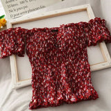 Ruffles Slash Neck Cropped