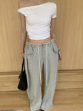 Fongt Collared Shoulder T Women 2025 Summer New Design With A Short Slanted Shoulder Jacket + Casual Broad Leggings