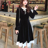 Black Color Dress Women Long-sleeved Dress Female 2023 New Korean Dresses for