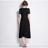 Fongt Small Scent Dress Female High-End Exquisite Temperament Lace Spliced 100 Folded Long Dress Dress Dress Dress