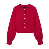 Fongt Homemade New Women's Classic Heart-Shaped Button Knitted Coat 5536/032
