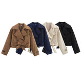 Fongt Homemade New Women's Style Casual Coloring 4-Colored Belted Wind Coat