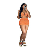Fongt New Women's Casual Fried Shorts Small Vest Suit-Outfit