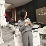 Fongt 2025 Autumn And Winter New Set Of Sweater Thin Knit Trousers Casual Suit Women's Two-Set
