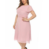 Popular Style Chiffon Large-Size Dress Medium-Length A-Shaped Dress Looks Thin-Outfit