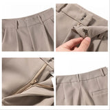 Pants Solid High Waist Casual Suit Trousers Women 2023 Fashion Pocket Zipper Straight Ankle-Length Pants OL Women