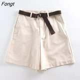Summer Leisure Thin Shorts for Women Loose S-XXL Wide Leg Shorts with High Waist Female A-line Short Feminino 4