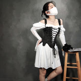 Fongt Autumn New Fashion Strap Fish Boned Deflower Petals Waist Corset Body Sleeveless Sexy Dress