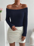 Fongt And Autumn New Word Collar Shoulder Repair With A Short Knitted Sweater