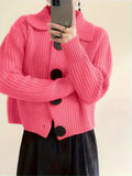 Fongt Women's Loose Korean Version Of Fashion Casual Big Collar Knitted Cardigan Coat