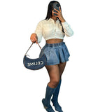 Fongt Women's High-Waisted Cowboy Dress Women's Summer New Sexy Babes Folded Skirts