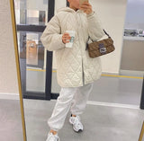 2021 Winter Vintage Warm Beige Hooded Collar Cotton Clothes Female Casual Coat Streetwear Long Sleeve Parkas Chic