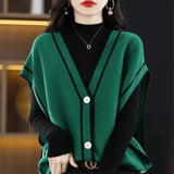 Knitted Vest Cardigan Women Elegant V-neck Sleeveless Sweater Tops Casual Knitwear Chaleco Coats New Malhas