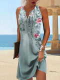 Fongt Summer Wish Casual Wind A-Shaped Dress Sleeveless Vest V-Neck Dress Woman
