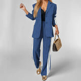 Fongt 2025 Women's Suit-Summer New Casual Solid Color Sliced Long Sleeve Suit Fashion Set 661