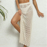 Fongt Yang Hollow Open Fork Sexy Beach Resort Dress Sunscreen Half-Dress