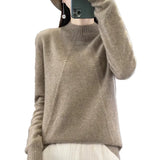 Fongt And Winter Yang Sweater Knitted Jersey Outside Wearing Lazy Wind Senior Women's Half-High Collar Sweater