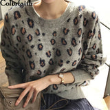 New 2021 Autumn Winter Women's Sweaters Pullovers Leopard Korean Style Knitted Oversize Female Wild Jumpers