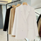 Fongt Suit Jacket Female Spring And Autumn Korean Version Of Loose Temperament Double Buckle Leisure Professional Raspberry Suit Top