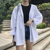 Arrival Women Batwing Sleeve Oversize Cotton White Shirt Turn-down Collar Button Up Basic Chic Blouse Feminina Blusa