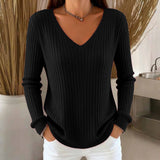 Fongt Sheintemu Autumn And Winter Long Sleeve V. Collar Pit Sweater New Burst