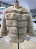Fongt Fever Imitation Fox Fur Coat Women's Short-Sleeved Fur Coat