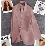Fongt Korean Version Coffee Color Suit Jacket Female Spring 2024 New Retro British Style Casual Versatile Small Suit-Outfit