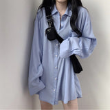 Fongt Korean Chic Sunscreen Shirt Women Solid Silk Slip Feeling Loose Long-Sleeved Shirt