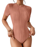 Fongt Spring/Summer OZON Women's Short Sleeve Corrugated Bodycoat Sexy Blouse