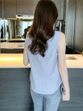Summer Blouses for Women Stripe Womens Tops Shirt Chiffon Sleeveless Womens Blouses Basic Clothes for Women Sexy